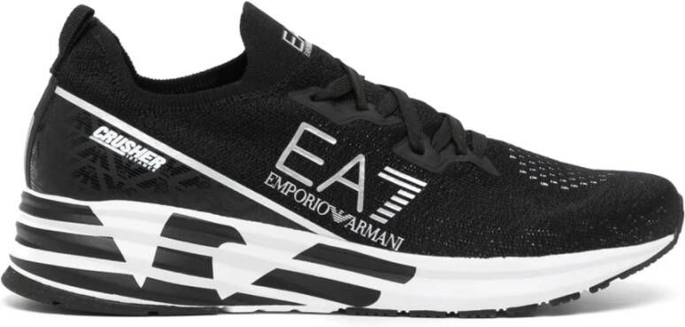 Emporio Armani EA7 Logo Print Slip-On Sneakers Black Heren