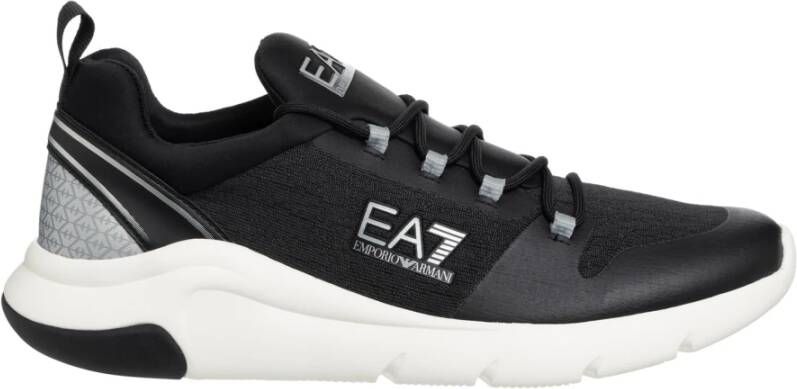 Emporio Armani EA7 Zwarte Sneakers Ronde Neus Rubberen Zool Black Heren