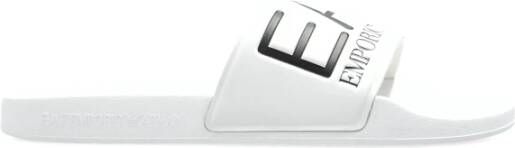 Emporio Armani EA7 Rubberen slides met logo White Heren