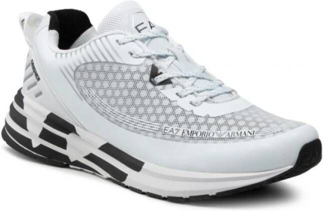 Emporio Armani EA7 Witte Zwarte Unisex Sneaker van Eco Leer Mesh White Heren