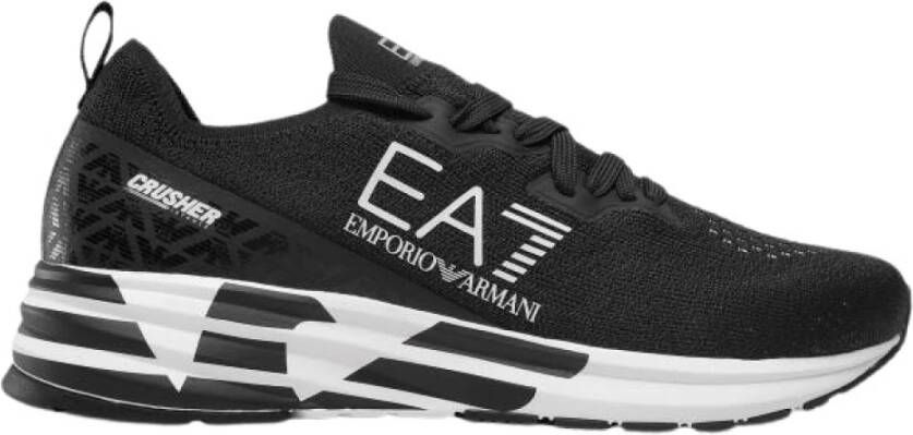 Emporio Armani EA7 Zwarte Witte Mesh Sneaker Trainingschoenen Zwart Dames - Foto 5