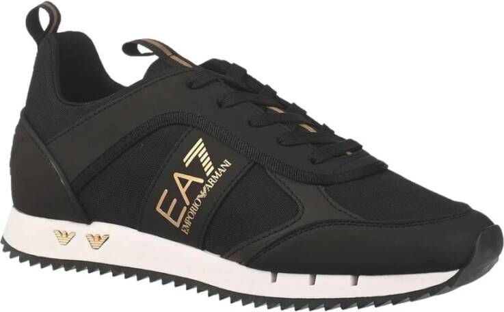 Emporio Ar i EA7 Zwarte Gouden Witte Sneaker Unisex Hardloopschoen Black
