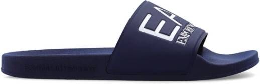 Emporio Armani EA7 Slippers met logo Blue Heren
