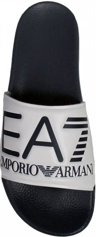 Emporio Armani EA7 Unisex Wit Marineblauw Slipper Visibility White Dames