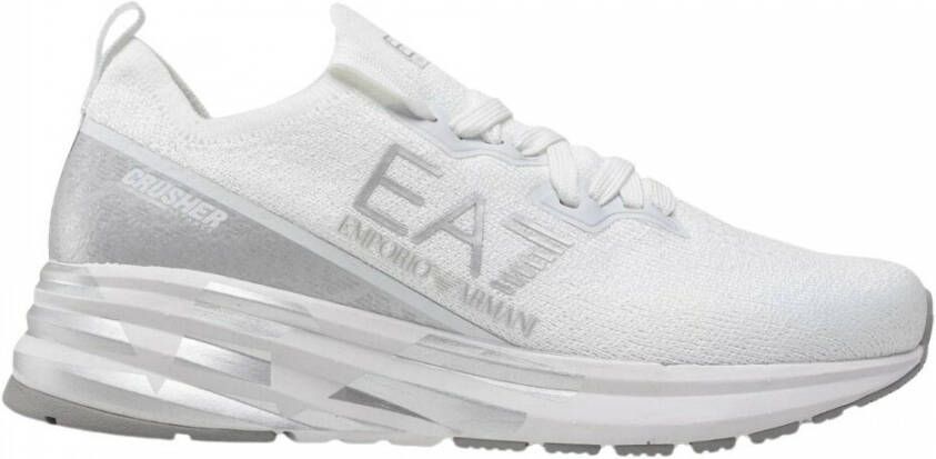 Emporio Armani EA7 Witte casual synthetische sneakers met 5 cm rubberen zool White Heren