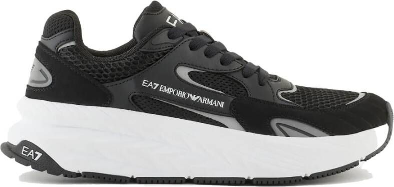 Emporio Armani Cusher Sonic Mix sneaker van suède met mesh details