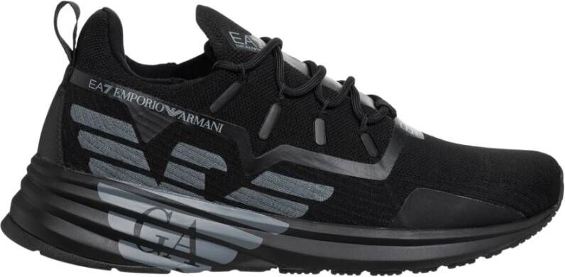 Emporio Armani EA7 Zwarte sportieve sneakers met rubberen zool Black Heren