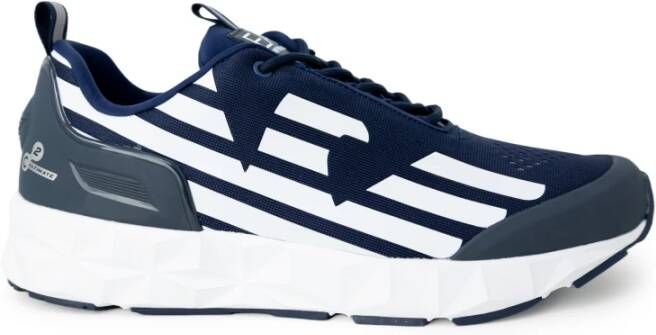 Emporio Armani EA7 Blauwe Print Sneakers voor Heren Blue Heren