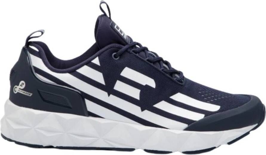 Emporio Armani EA7 Blauwe Print Sneakers voor Heren Blue Heren