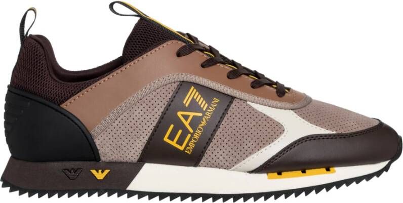 Emporio Armani EA7 Bruine Casual Leren Sneakers Brown Heren