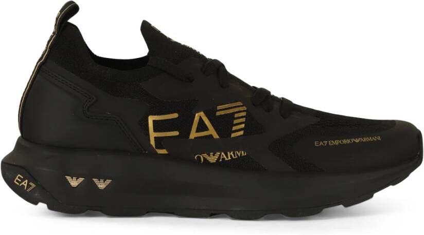 Emporio Armani EA7 Sneakers met logo print Black Heren