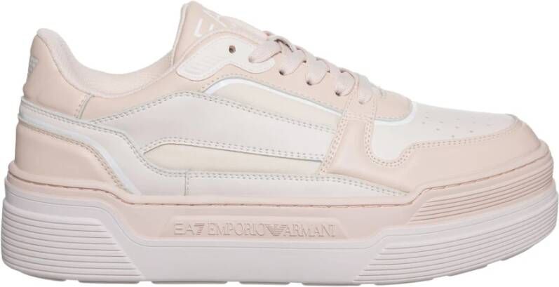 Emporio Armani EA7 Stijlvolle Sneakers met Vetersluiting voor Vrouwen Pink Dames