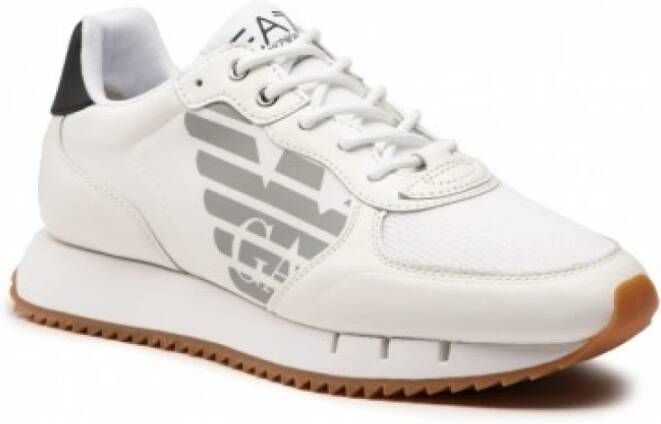 EA7 Emporio Armani Sneakers van leermix met labelprint model 'Basic Runner Eagle'