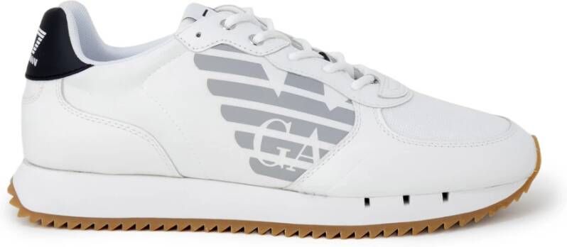 EA7 Emporio Armani Sneakers van leermix met labelprint model 'Basic Runner Eagle' - Foto 4