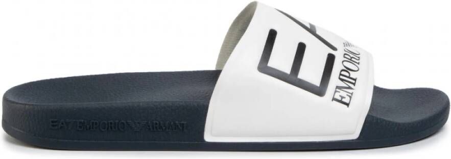 Emporio Armani EA7 Unisex Wit Marineblauw Slipper Visibility White Dames