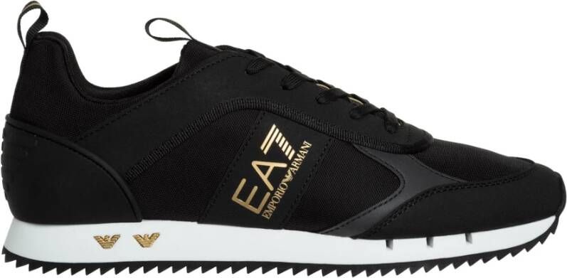 Emporio Ar i EA7 Zwarte Gouden Witte Sneaker Unisex Hardloopschoen Black