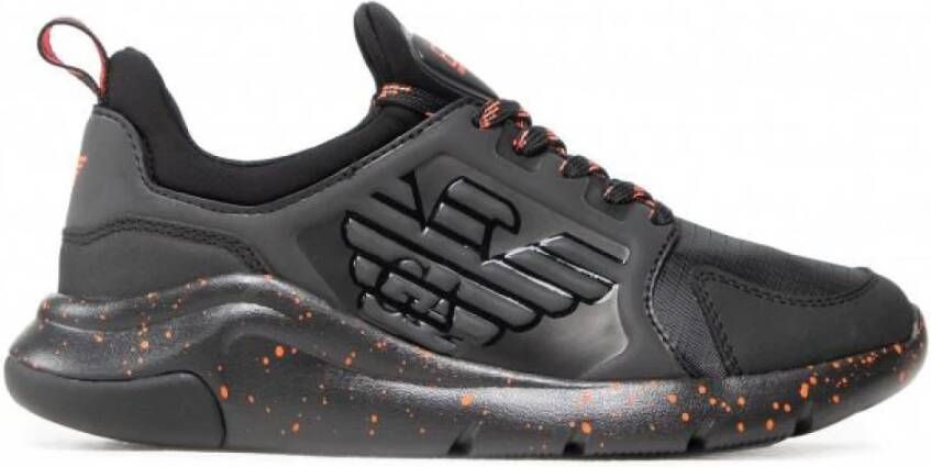 Emporio Armani EA7 Stijlvolle Zwart Oranje Sneakers