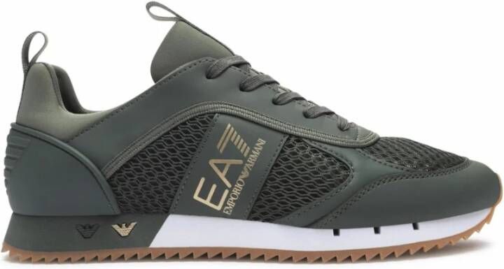 Emporio Armani EA7 Textiel en PU-leren sneakers Ea7 Green Heren
