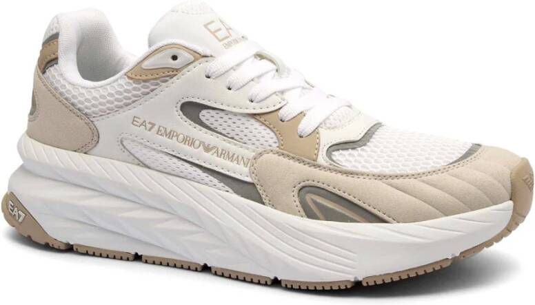 Emporio Ar i EA7 Witte Beige Sneakers Stijlvol Ontwerp