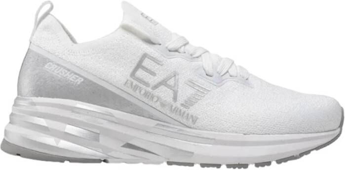 Emporio Armani EA7 Witte casual synthetische sneakers met 5 cm rubberen zool White Heren