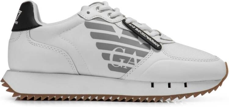 EA7 Emporio Armani Sneakers van leermix met labelprint model 'Basic Runner Eagle' - Foto 6