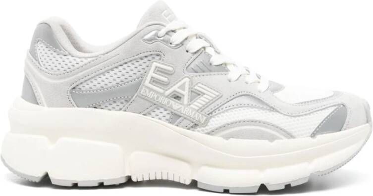 Emporio Armani EA7 Witte Sneakers Dikke Rubberen Zool Logo