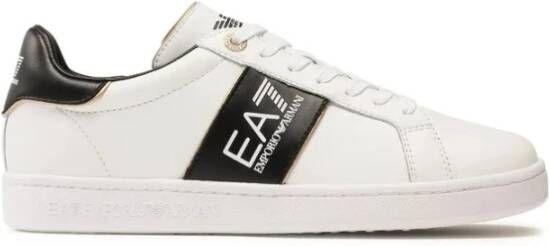 Emporio Armani EA7 Eenoudige en eelzijdige leren sneakers White Heren