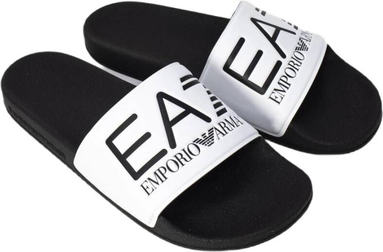 Emporio Armani EA7 Witte Bedrukte Slippers voor Vrouwen White Dames
