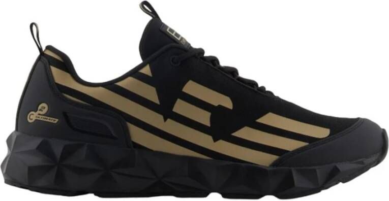 Emporio Armani EA7 Zwarte Casual Textiel Sneakers met 4cm Rubberen Zool
