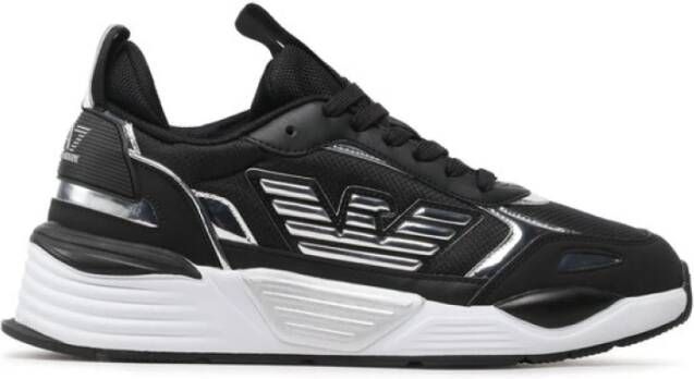 Emporio Armani EA7 Zwarte EA7 Sneakers met Grijs Logo Black Heren