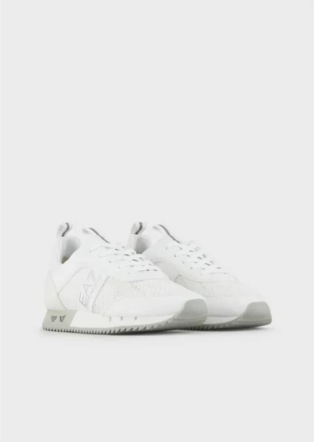 Emporio Ar i EA7 Witte Zilveren Mesh Sneaker Unisex Hardloopschoenen White - Foto 4