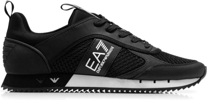 Emporio Ar i EA7 Logo Sneakers met Treklipje en Merk Binnenzool Zwart