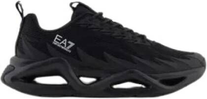 Emporio Ar i EA7 Zwarte Gebreide Sneakers met Galaxy Print