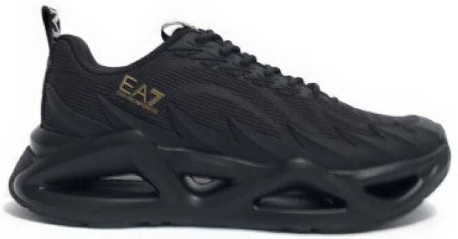 Emporio Ar i EA7 Zwarte Gebreide Sneakers met Oneindigheidssymbool