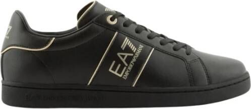 Emporio Armani EA7 Zwarte geperforeerde leren sneakers Black Heren