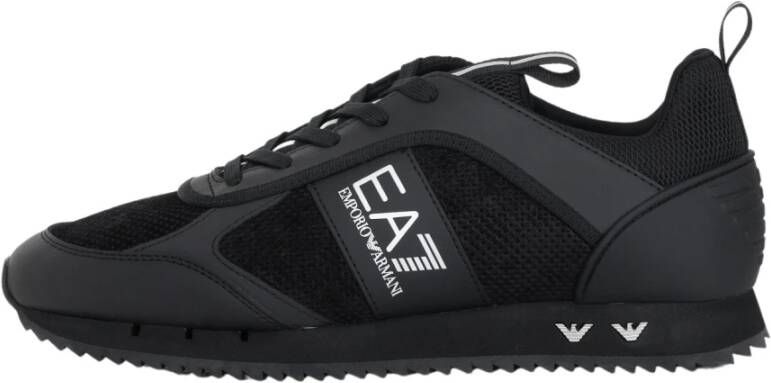 Emporio Armani EA7 Zwarte Mesh Sneakers met Logo Detail Zwart Heren