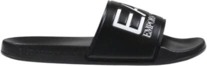 Emporio Armani EA7 Zwarte Printpatroon PVC Slippers Black Heren