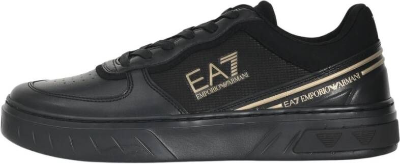 Emporio Ar i EA7 Zwarte Sneakers met Metalen Gouden Accenten