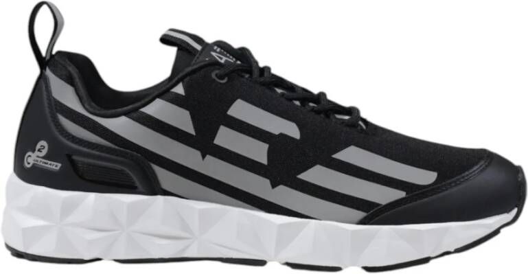 Emporio Armani EA7 Zwarte Sneakers met Print en Veters