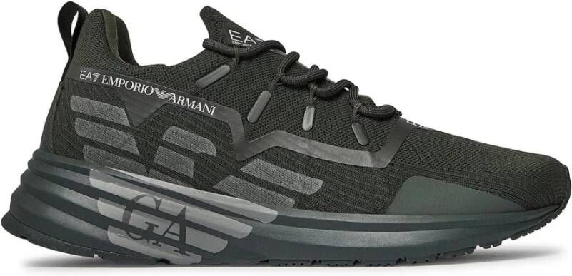 Emporio Armani EA7 Zwarte sportieve sneakers met rubberen zool Black Heren