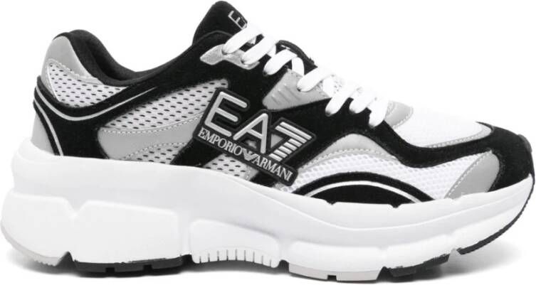 Emporio Ar i EA7 Zwarte Veterschoenen met Logo Print