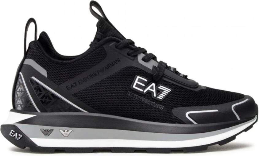 Emporio Armani EA7 Zwarte Witte Mesh Sneaker voor Hardlopen en Training Zwart Heren