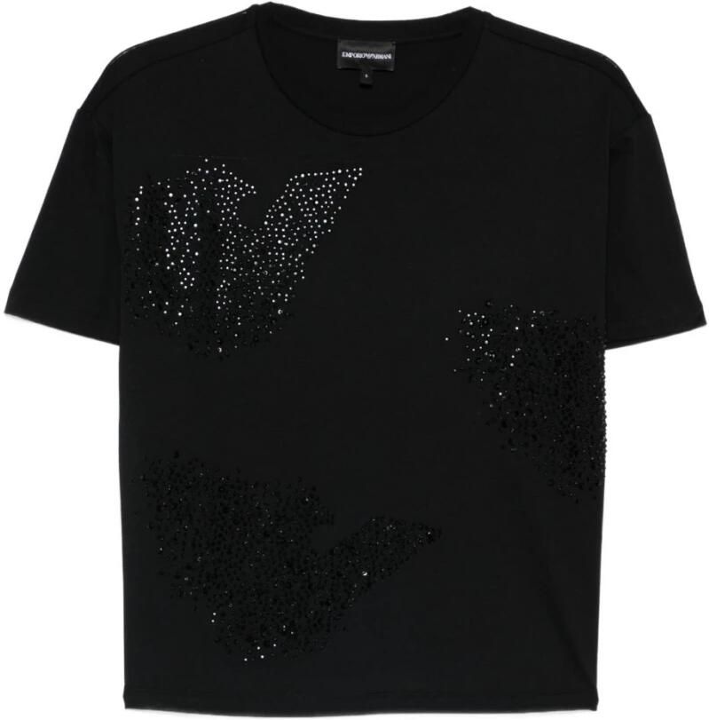 Emporio Ar i ASV Jersey T-shirt met Strass Adelaar