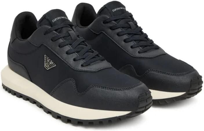 Emporio Ar i ASV Nylon Sneakers met Saffiano Details
