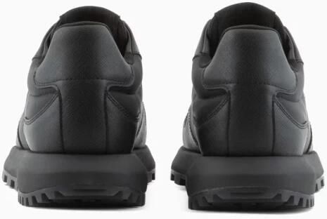 Emporio Armani Zwarte Recy Saffiano Sneaker met Logo Black Heren - Foto 4