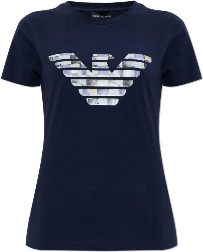 Emporio Ar i ASV stretch-jersey slim-fit T-shirt met oversized adelaarspatroon