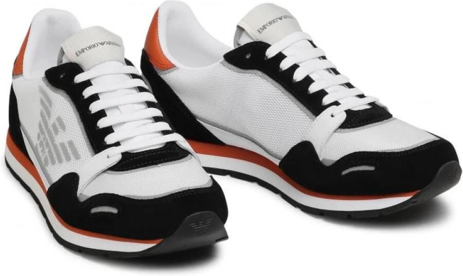 Giorgio Armani Casual Witte Textiel Sneakers oor Heren White Heren