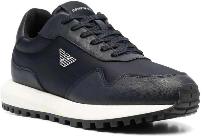 Emporio Armani Sneakers met logo-applicatie en panelen Black Heren