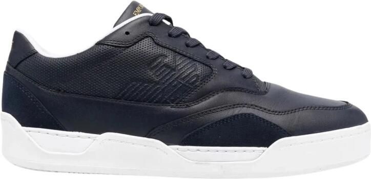 Emporio Armani Blauwe sneakers met logo-reliëf
