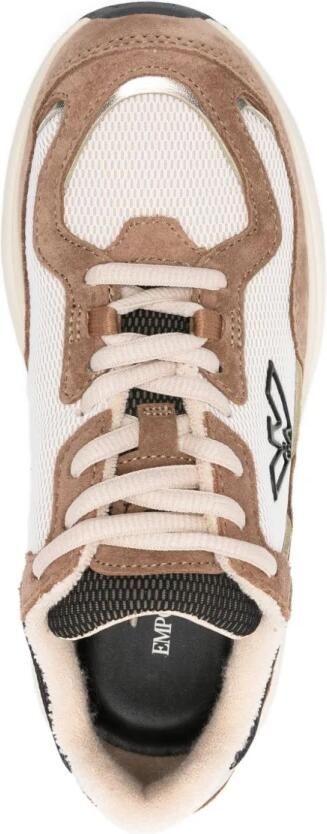 Emporio Ar i Bruine Sneakers met Mesh en Suède